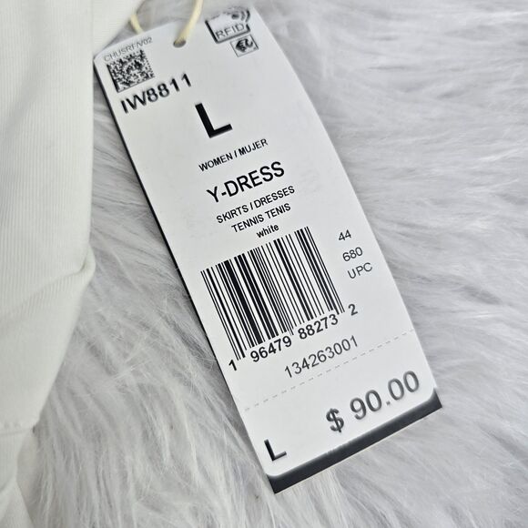 Adidas Tennis Y-Back Dress Womens Large 2 Piece With Shorts White New With Tags - Picture 6 of 16